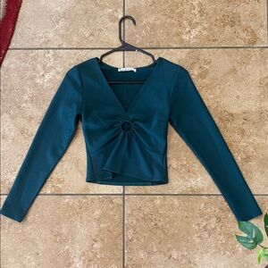 AMBERCROMBIE & FITCH - XS - Elegant Dark Green Long Sleeve Top